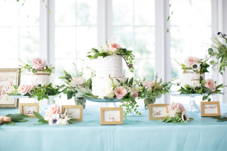 Dessert Table with florals by Floral Dimensions KAtherine Miles Jones