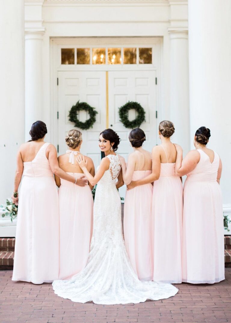 beautiful wedding photography of bride and bridesmaids for Raleigh Chapel Wedding, Lindsey Cash