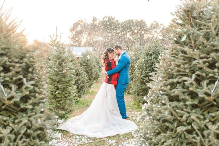 Christmas Wedding Inspiration in Snow at Boyce Christmas Tree Farm