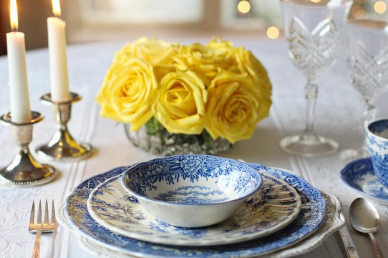 Elegant Blue and White Oriental Patter Wedding Registry China Free Photo from Canva