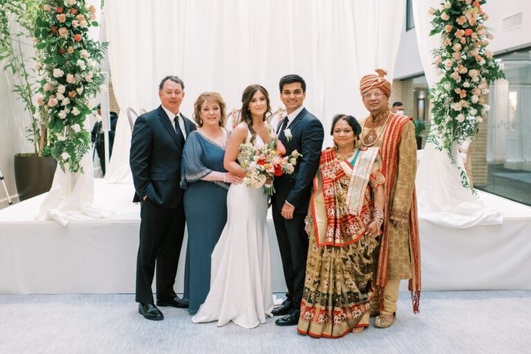 multicultural Indian wedding floral altar