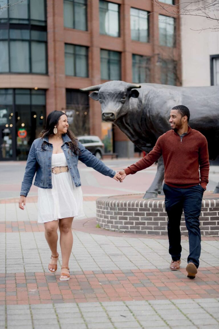 downtown Durham engagement photo session