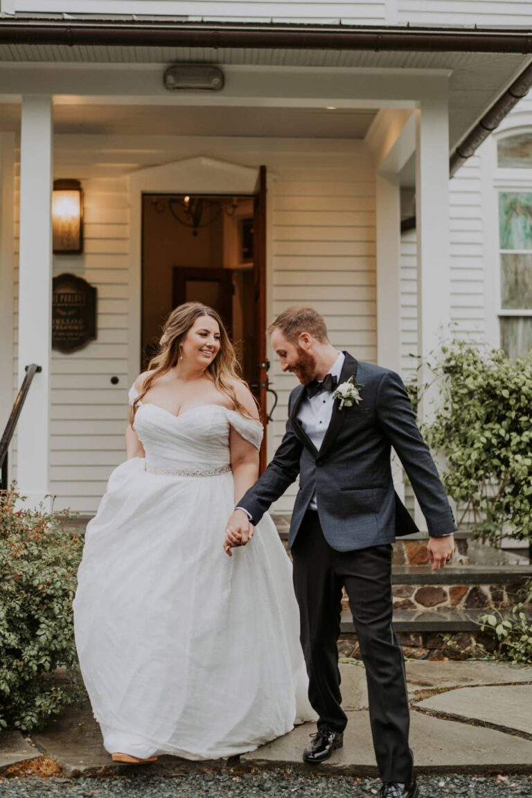 bride and groom portrait flowy white neutral tones