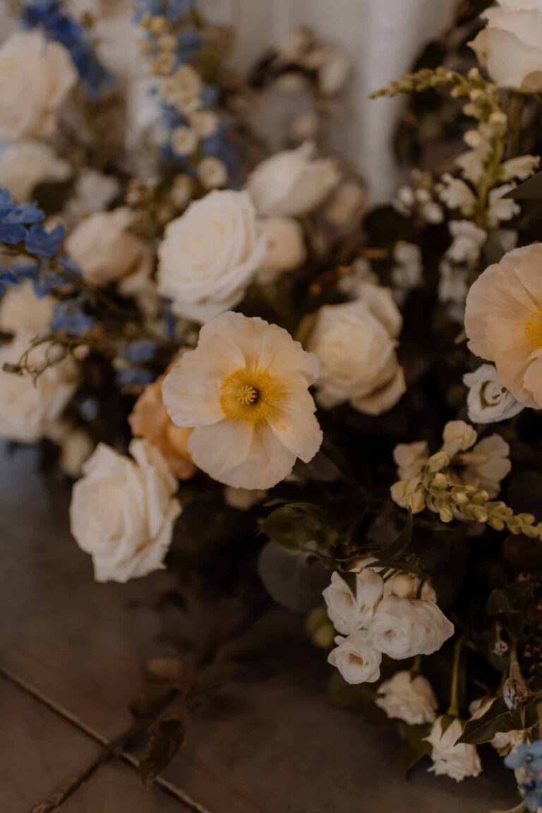 peach and white boho floral design