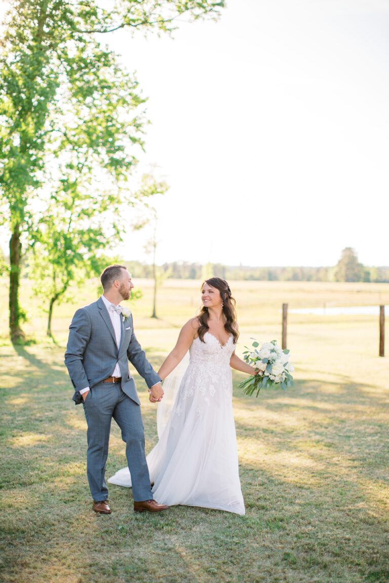 spring wedding outdoor couple portrait