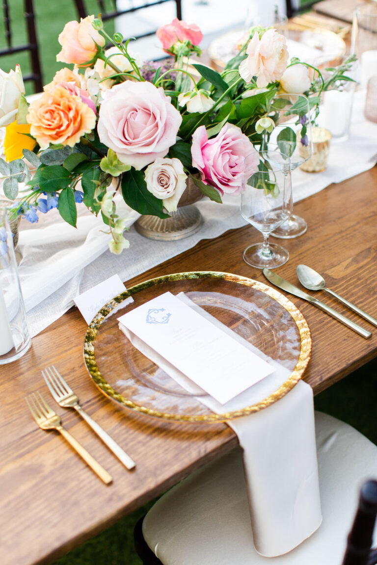 bright spring wedding table decor