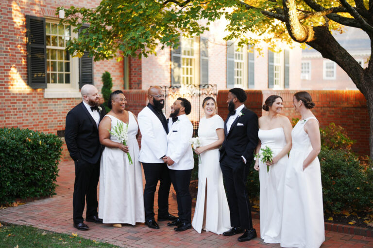 classic black and white wedding party Joe Payne