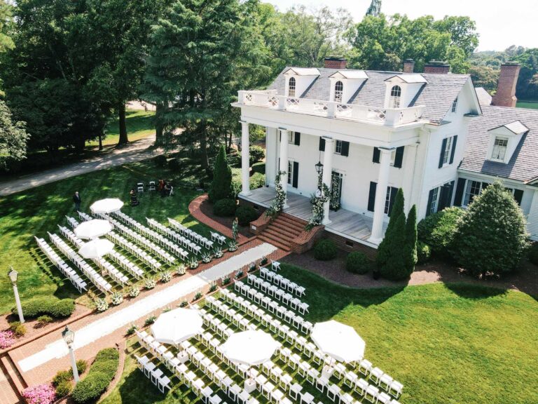 Outdoor spring wedding white and green