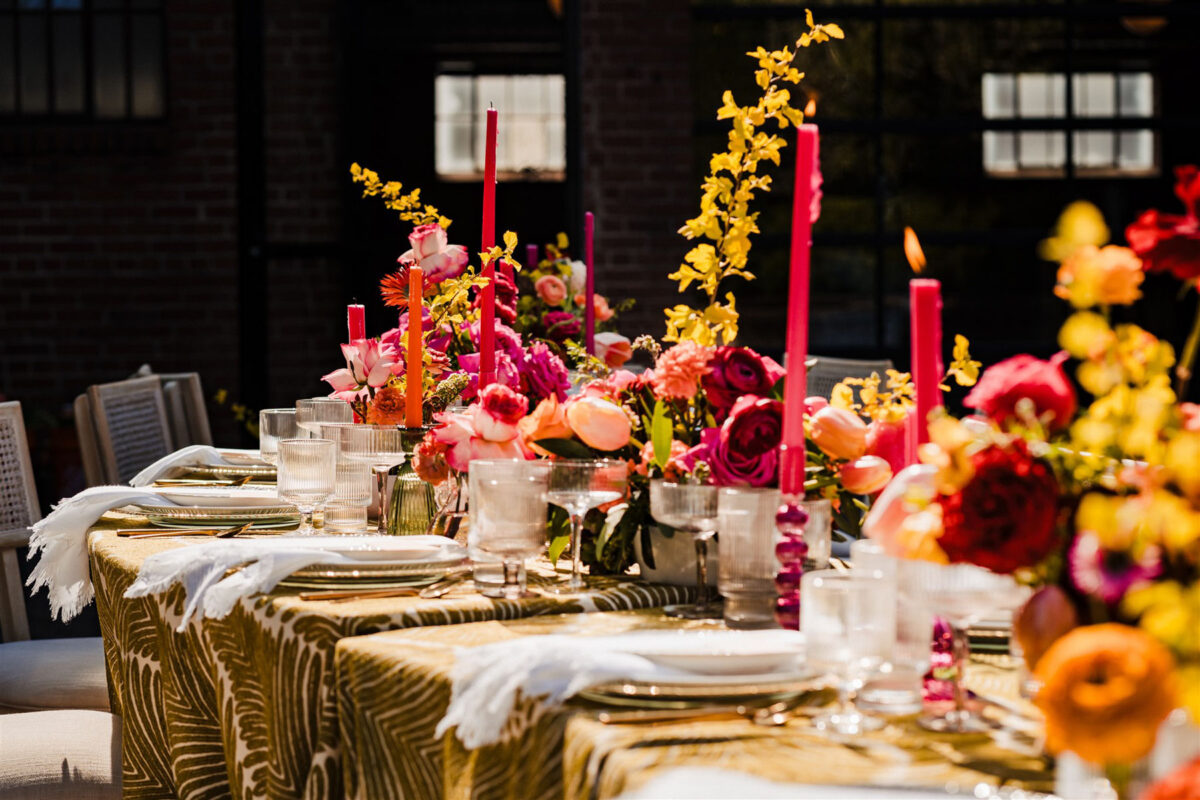 summer pink and yellow wedding flowers