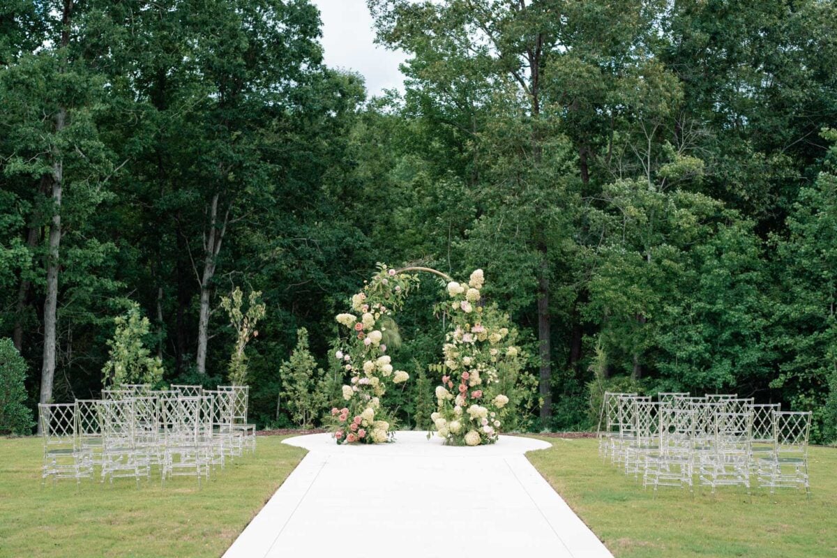 Flower arch for wedding ceremony